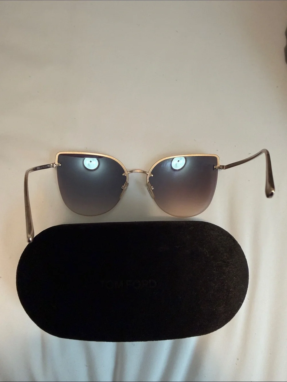 Tom Ford Cat-Eye Sunglasses in Rose Gold Frame with Brown Lenses